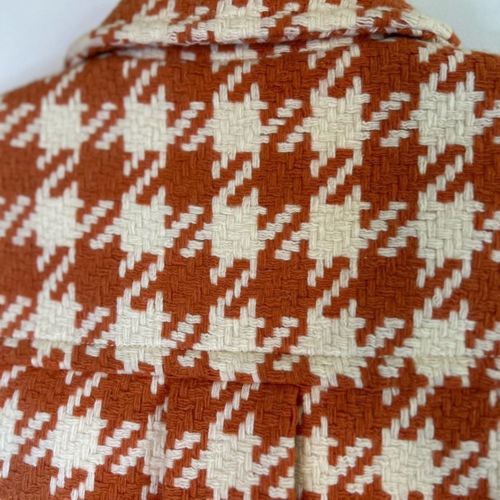 J.Crew Italian Houndstooth Greta Coat Orange & White Women’s Size Regularly $375 - Picture 10 of 14